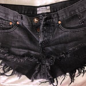 One X One Teaspoon black denim shorts size 26